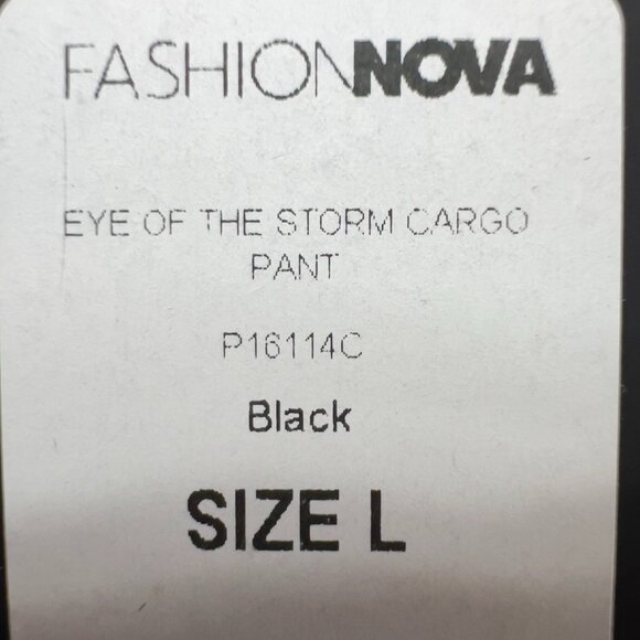 Fashion Nova Eye of the Storm Cargo Pants Black Metallic Paint Splatter Print L - Picture 13 of 16